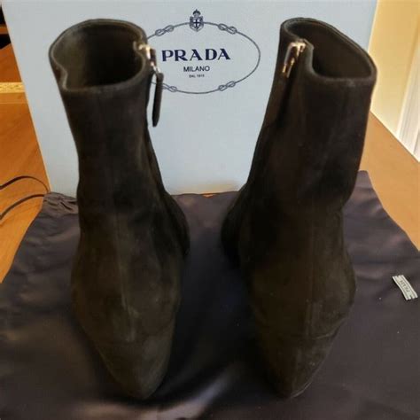 prada calzature donna camoscio blue suede 65|Genuine Prada Suede Over the Knee Platform Boots Calzature .